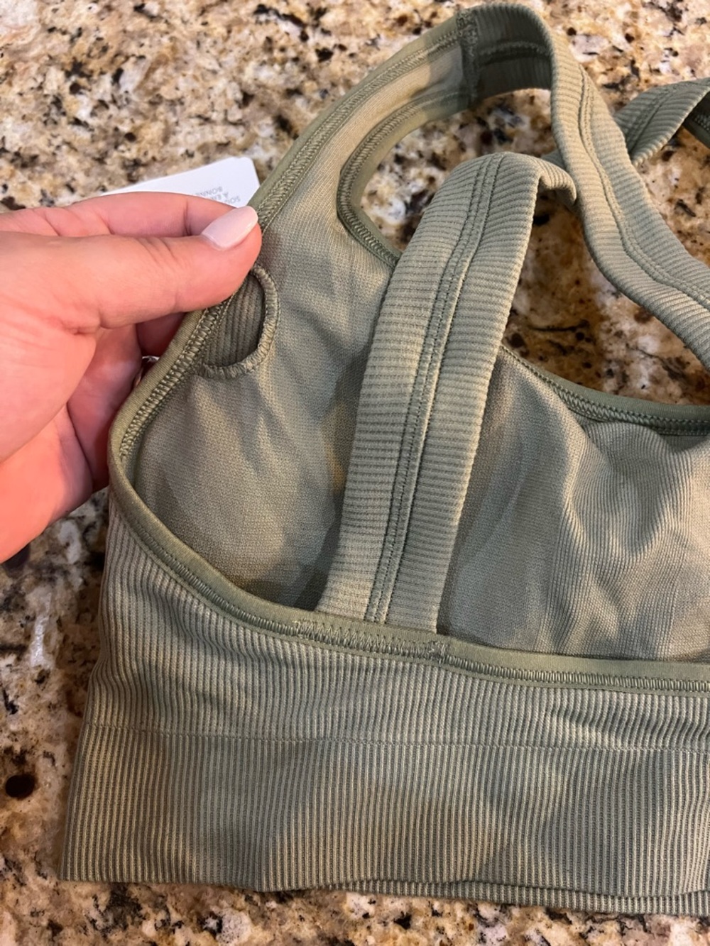New - Athleta Ribbed Aurora Scoop D-DD Sports Bra in Olive Green | Mult Sizes - Picture 5 of 9